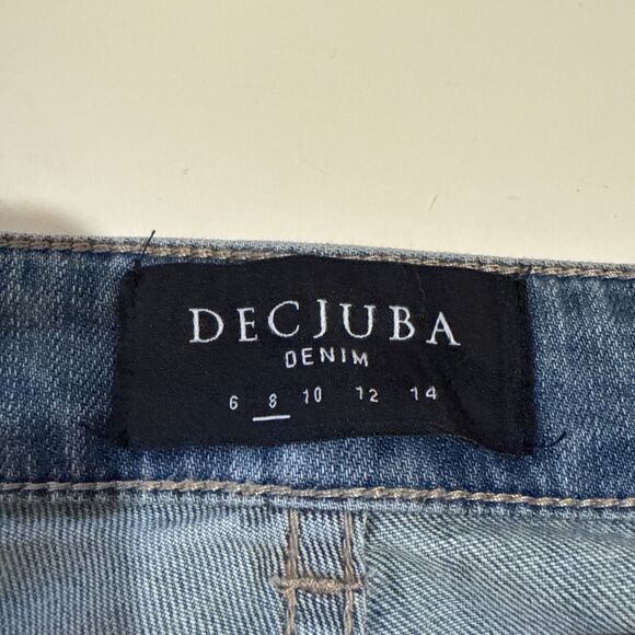 DECJUBA Jeans Boyfriend Mid Rise Ankle Distressed Blue Denim AUS Size 8 US 4 New - Picture 3 of 11